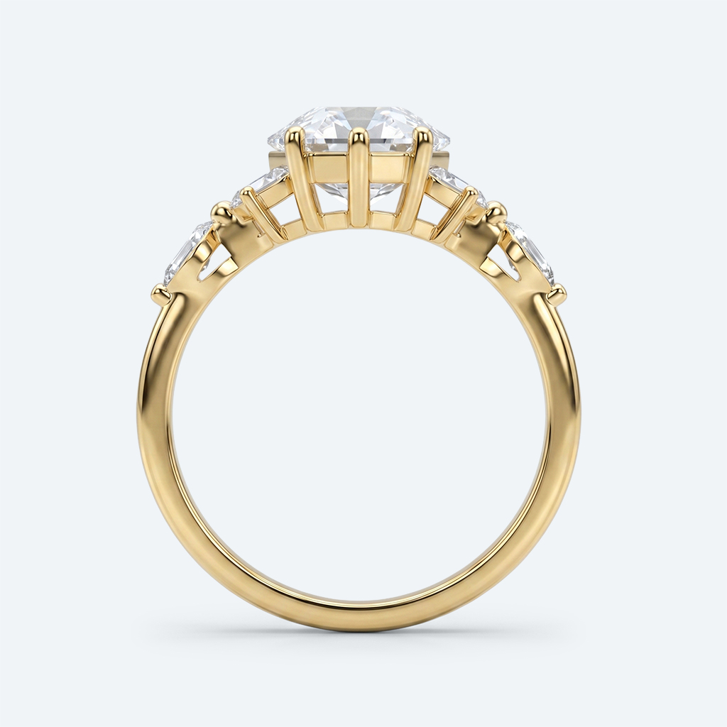 Hexagon Cut Lab Grown Diamond Modern Cluster 6-Prong Engagement Ring in Rose Gold (3)