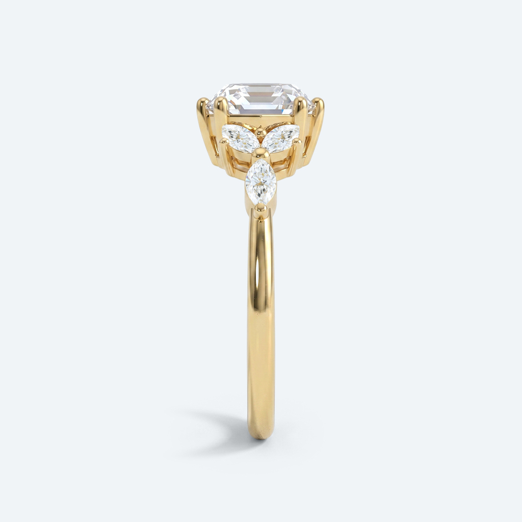 Hexagon Cut Lab Grown Diamond Modern Cluster 6-Prong Engagement Ring in Rose Gold (5)