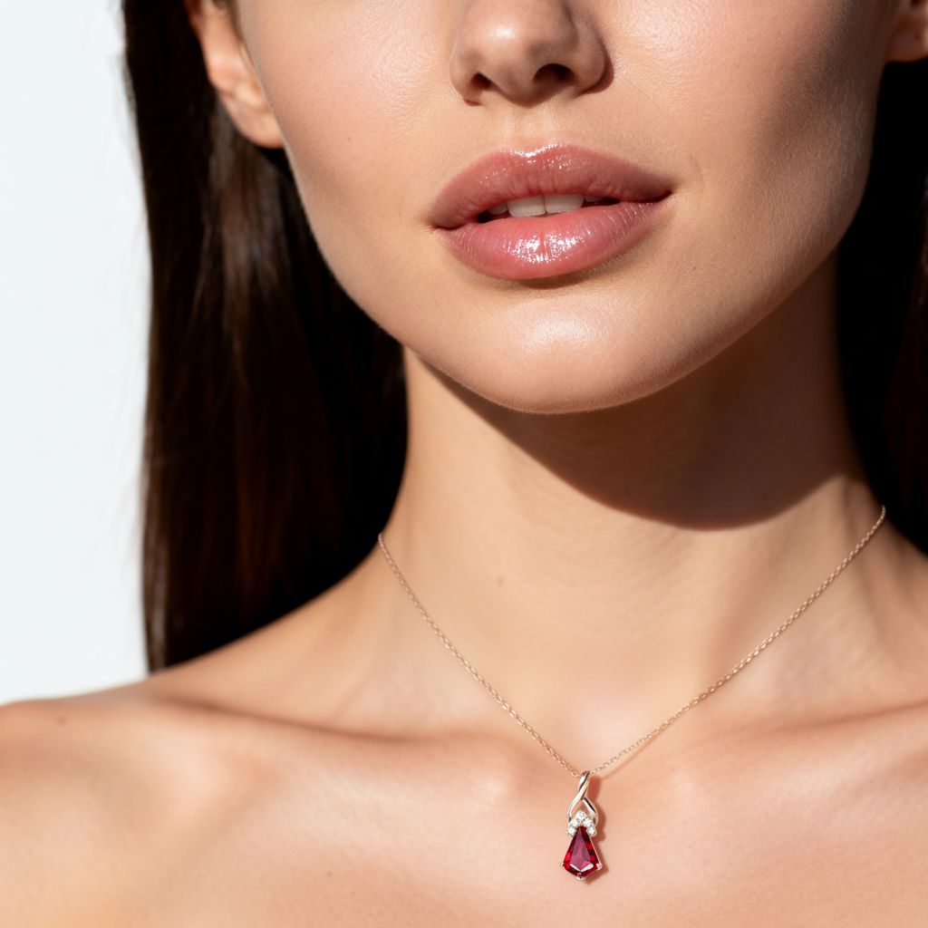 gemstone color ruby Necklace with Birthstones Rose Gold Chain 2 Birthstone Necklace