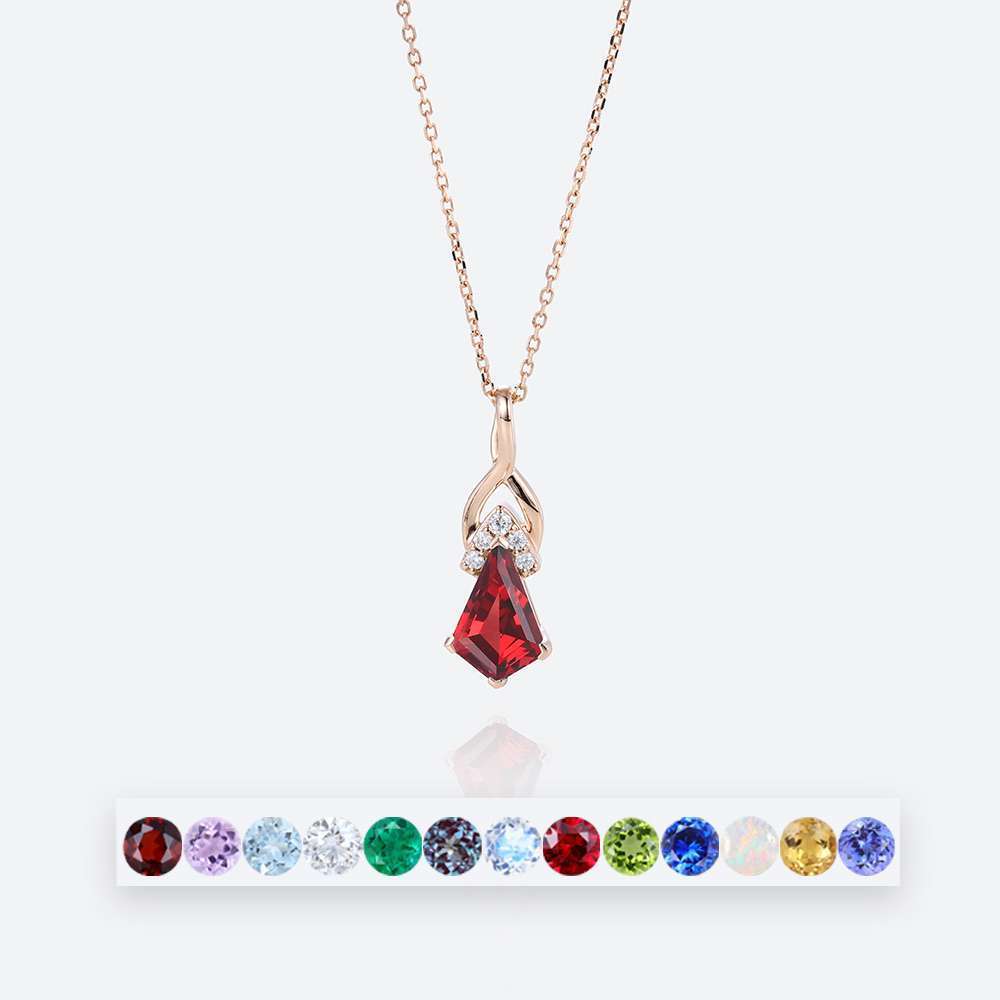 Necklace with Birthstones Rose Gold Chain 2 Birthstone Necklace