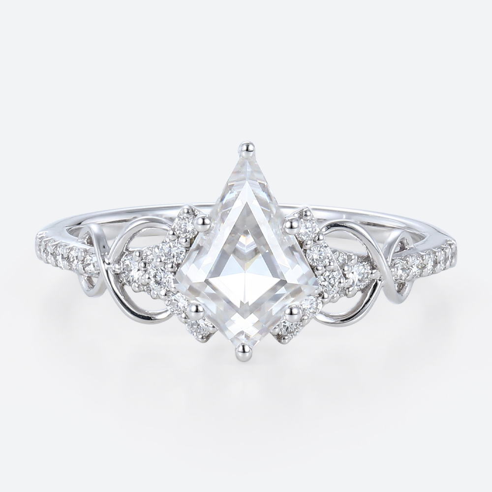 White Gold Lab Diamonds Engagement Rings Kite Cut Rings Gold Promise Rings
