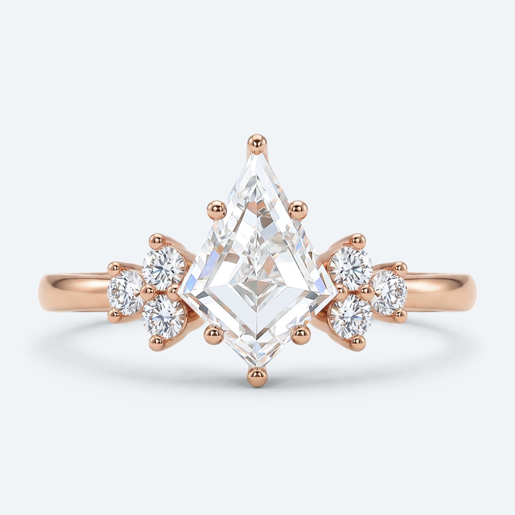 Kite Cut Lab Grown Diamond Classic Cluster 6-Prong Engagement Ring in Rose Gold (1)