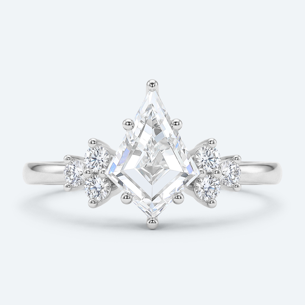 Kite Cut Lab Grown Diamond Classic Cluster 6-Prong Engagement Ring in Rose Gold (2)