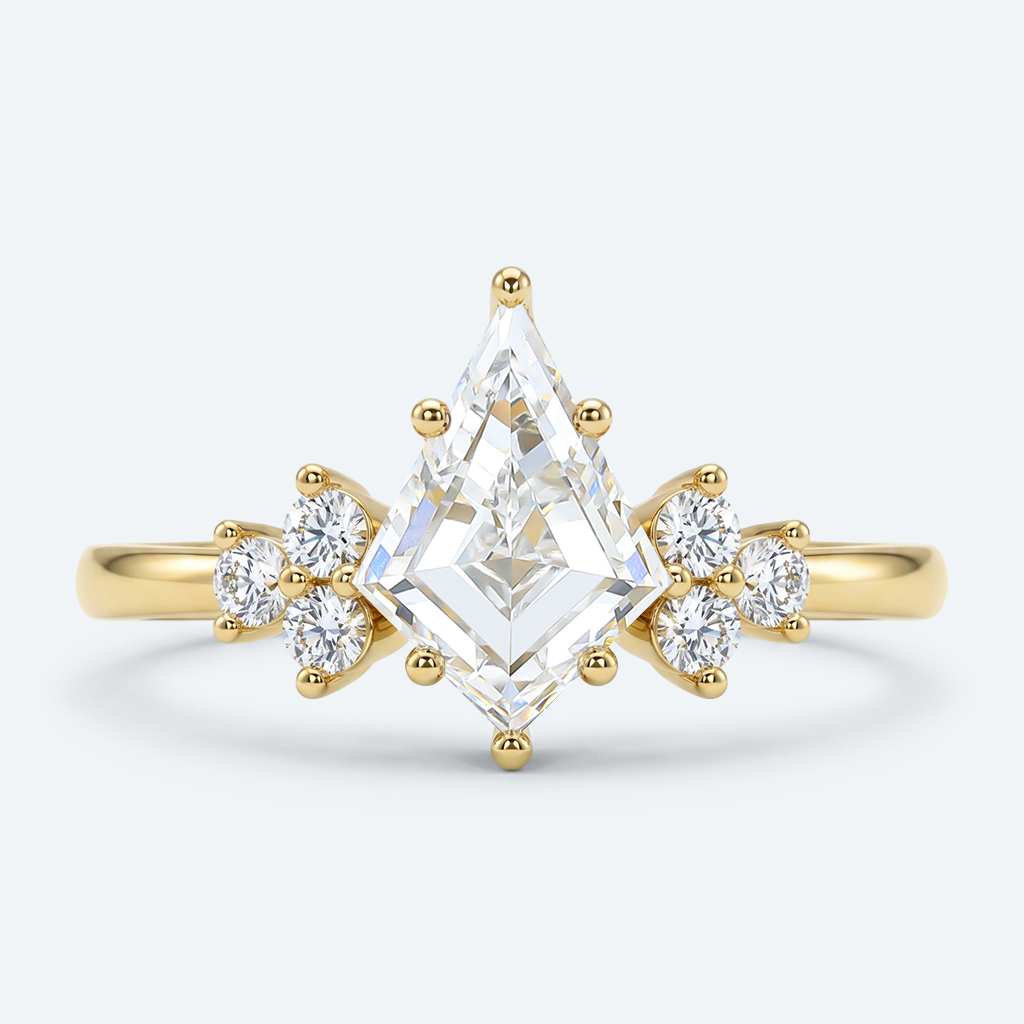 Kite Cut Lab Grown Diamond Classic Cluster 6-Prong Engagement Ring in Rose Gold (4)