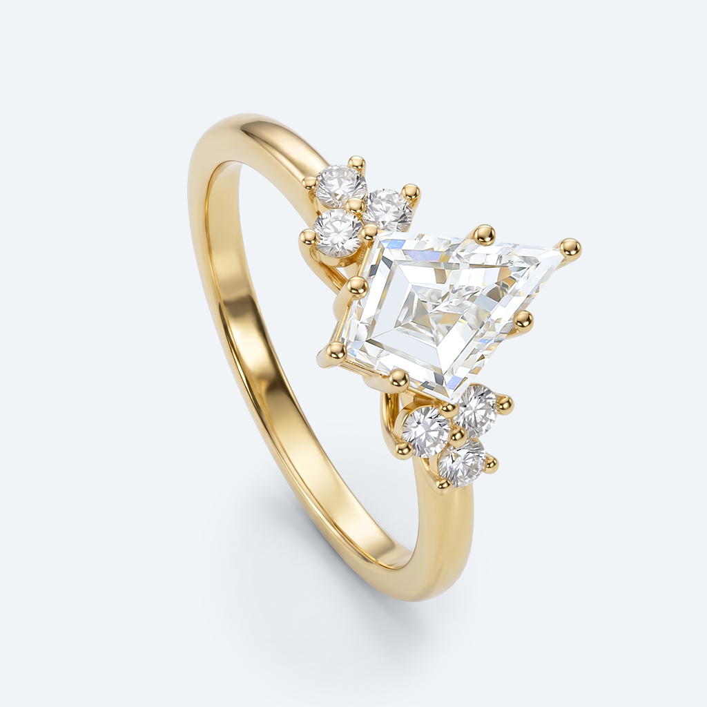 Kite Cut Lab Grown Diamond Classic Cluster 6-Prong Engagement Ring in Rose Gold (5)