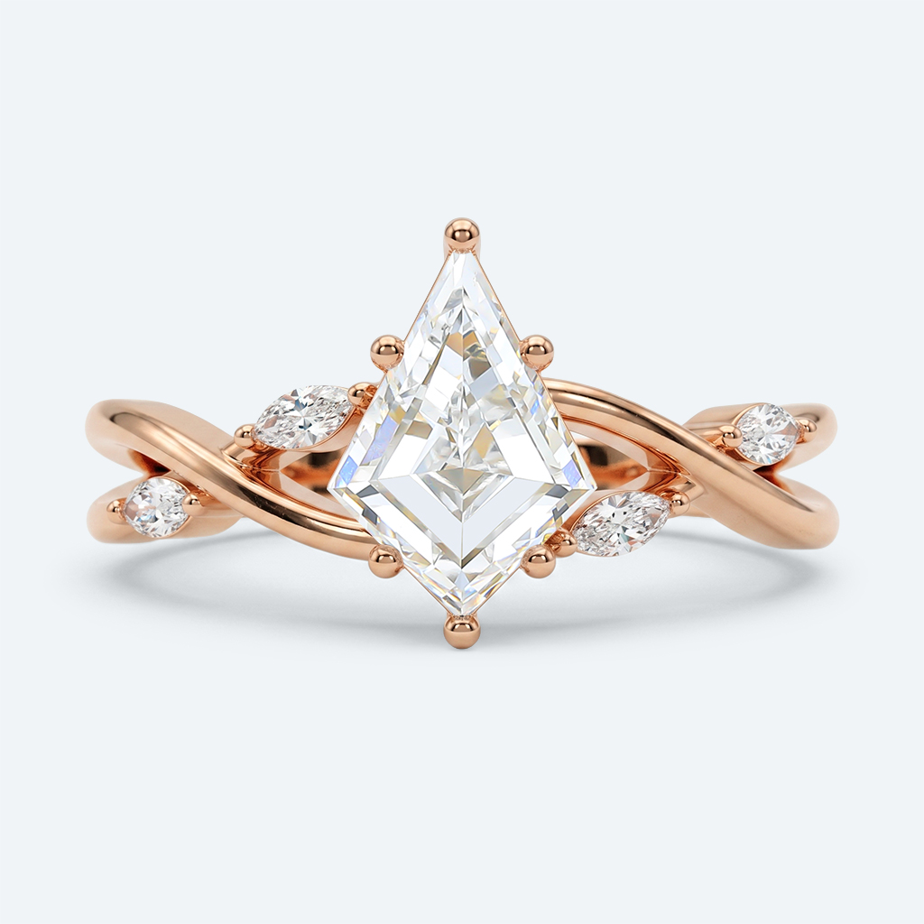Kite Cut Lab Grown Diamond Intertwined Anniversary 6-Prong Engagement Ring in Yellow Gold (1)