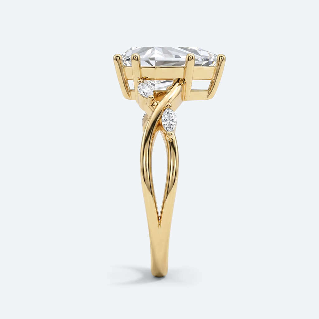 Kite Cut Lab Grown Diamond Intertwined Anniversary 6-Prong Engagement Ring in Yellow Gold (4)