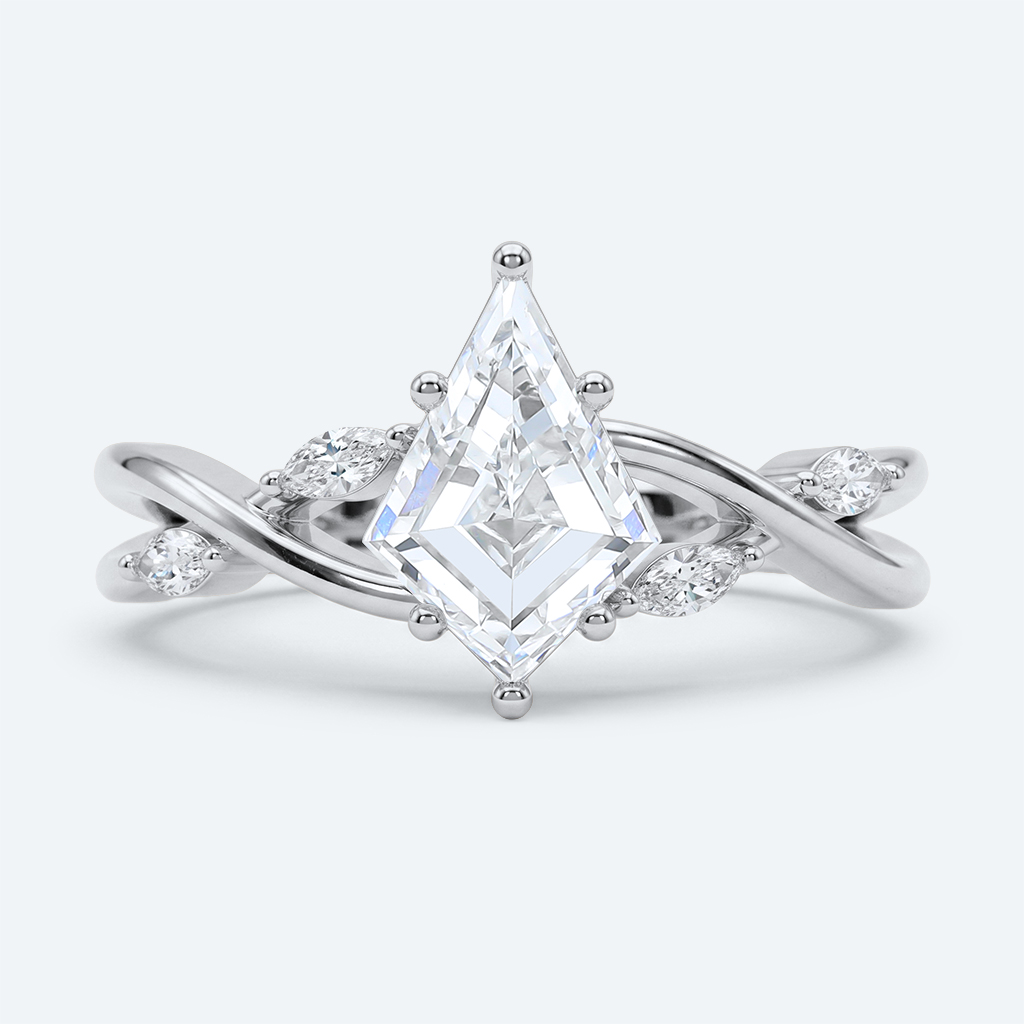 Kite Cut Lab Grown Diamond Intertwined Anniversary 6-Prong Engagement Ring in Yellow Gold (7)