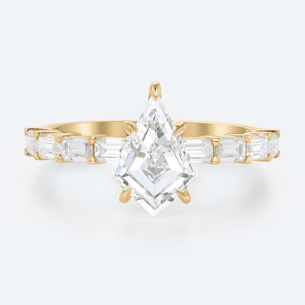 Lab Diamond Eternity Ring Kite Cut Ring Yellow Gold Band Ring