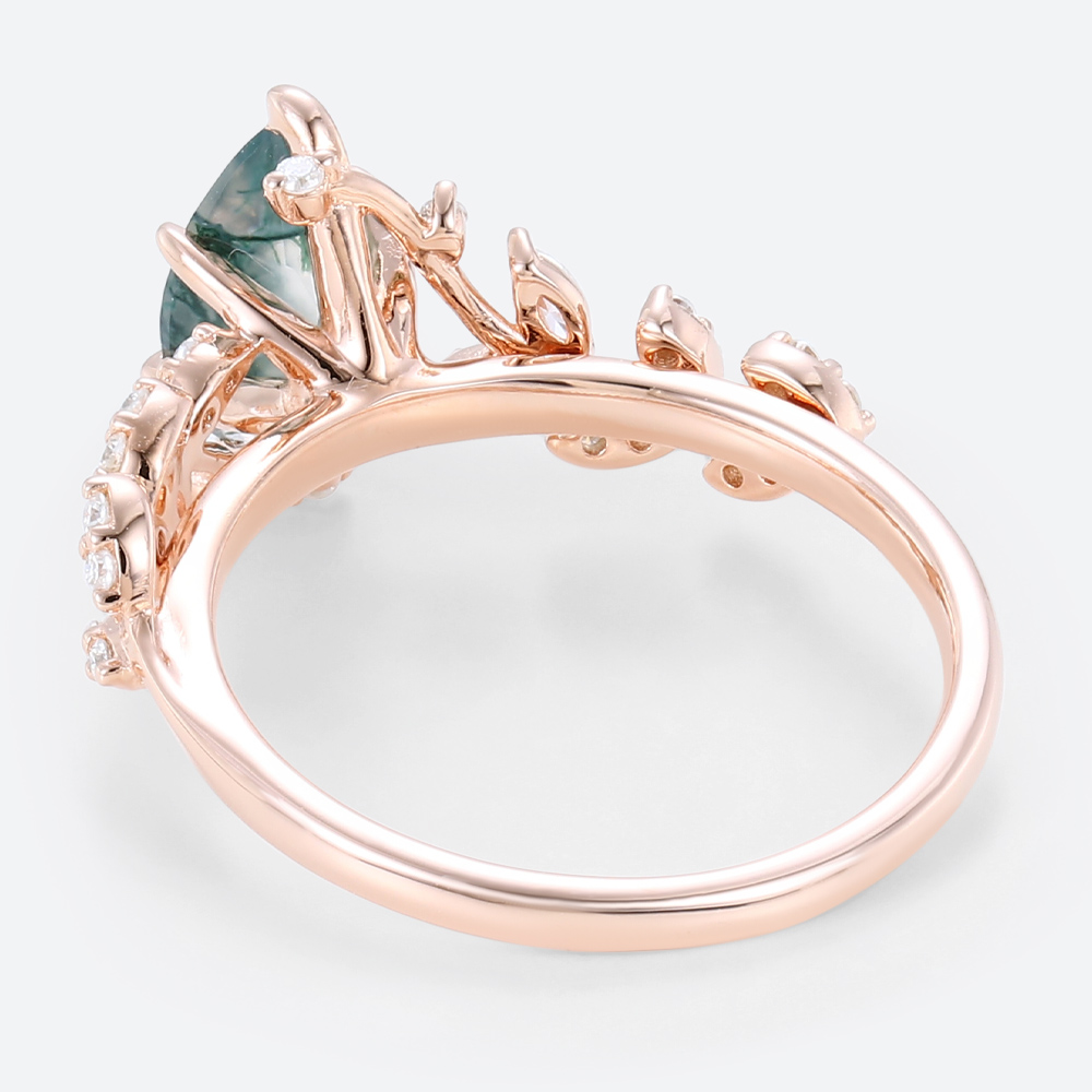 Gold Marquise Engagement Ring Nature-Inspired Rings Moss Agat