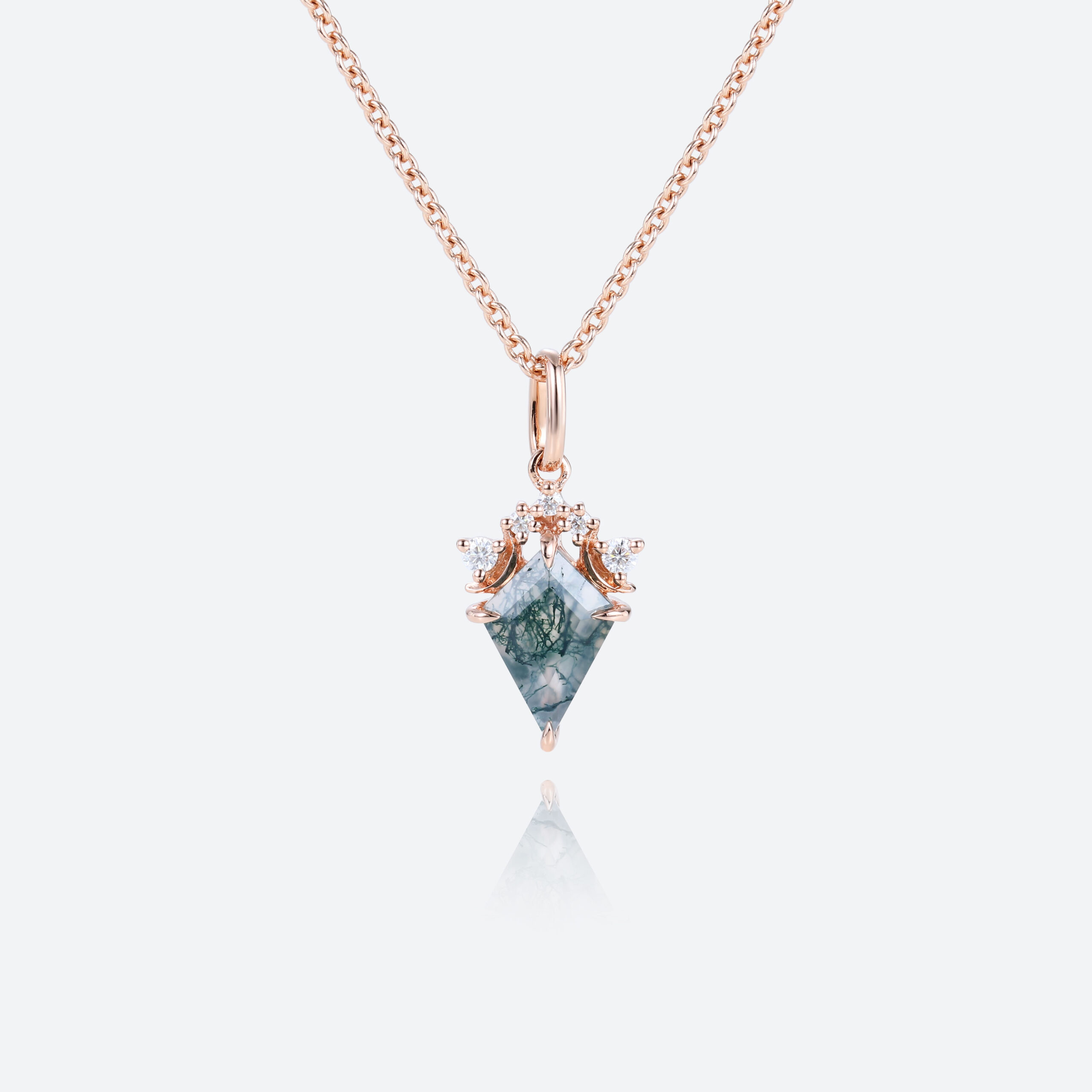 Agate Gemstone Necklace Kite Cut Rose Gold Pendant Necklace