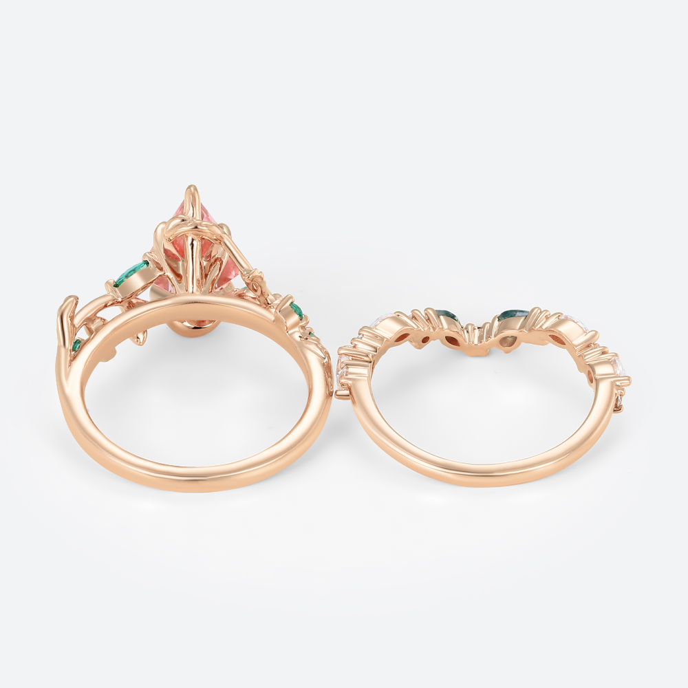 1.6ct Kite Cut Pink Sapphire Ring Set with Multicolored Accents in Rose Gold