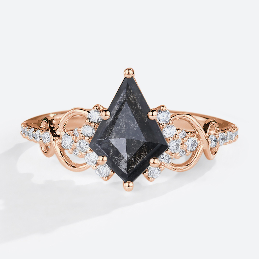 Engagement Rings Gold Kite Salt and Pepper Diamond Ring