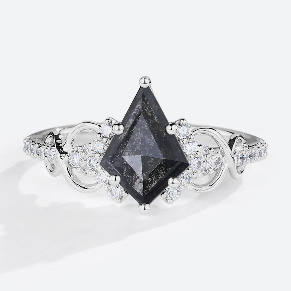 Engagement Rings Gold Kite Salt and Pepper Diamond Ring