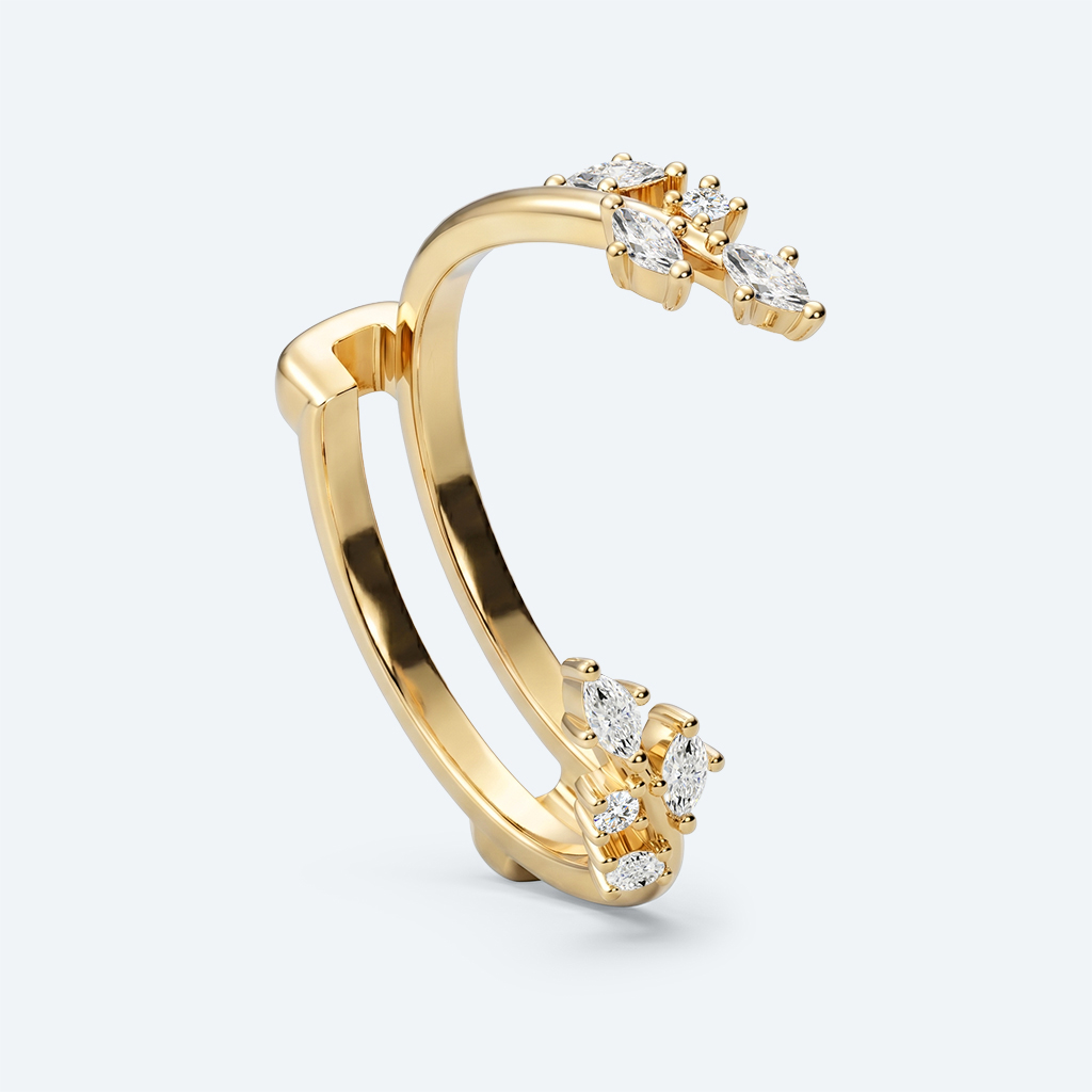 Lab Diamond Enhancer Ring 0.2ctw Diamond Leaf Stacking Rings