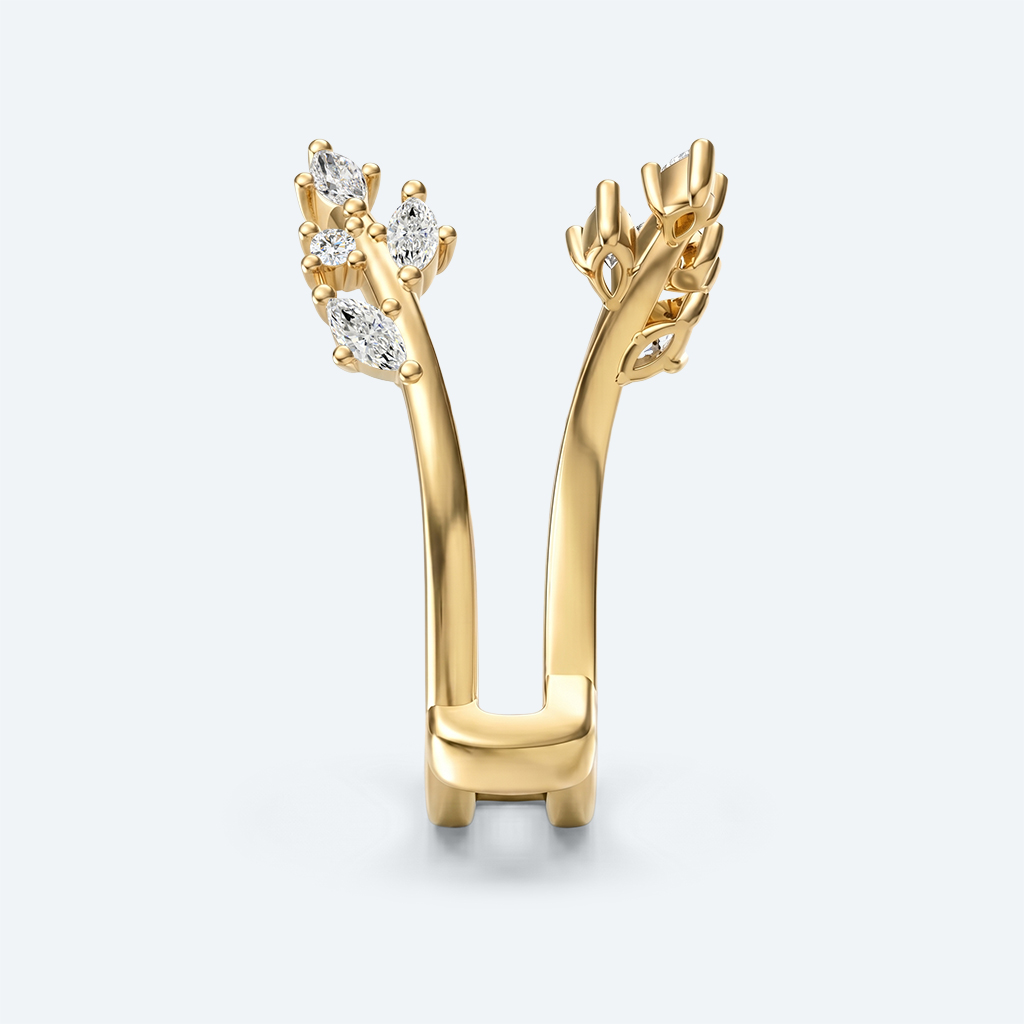 Lab Diamond Enhancer Ring 0.2ctw Diamond Leaf Stacking Rings