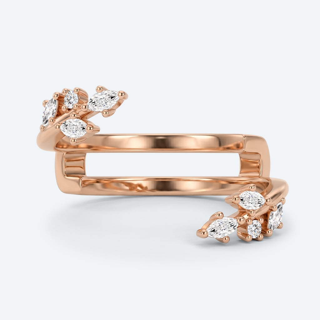 Lab Diamond Enhancer Ring 0.2ctw Diamond Leaf Stacking Rings
