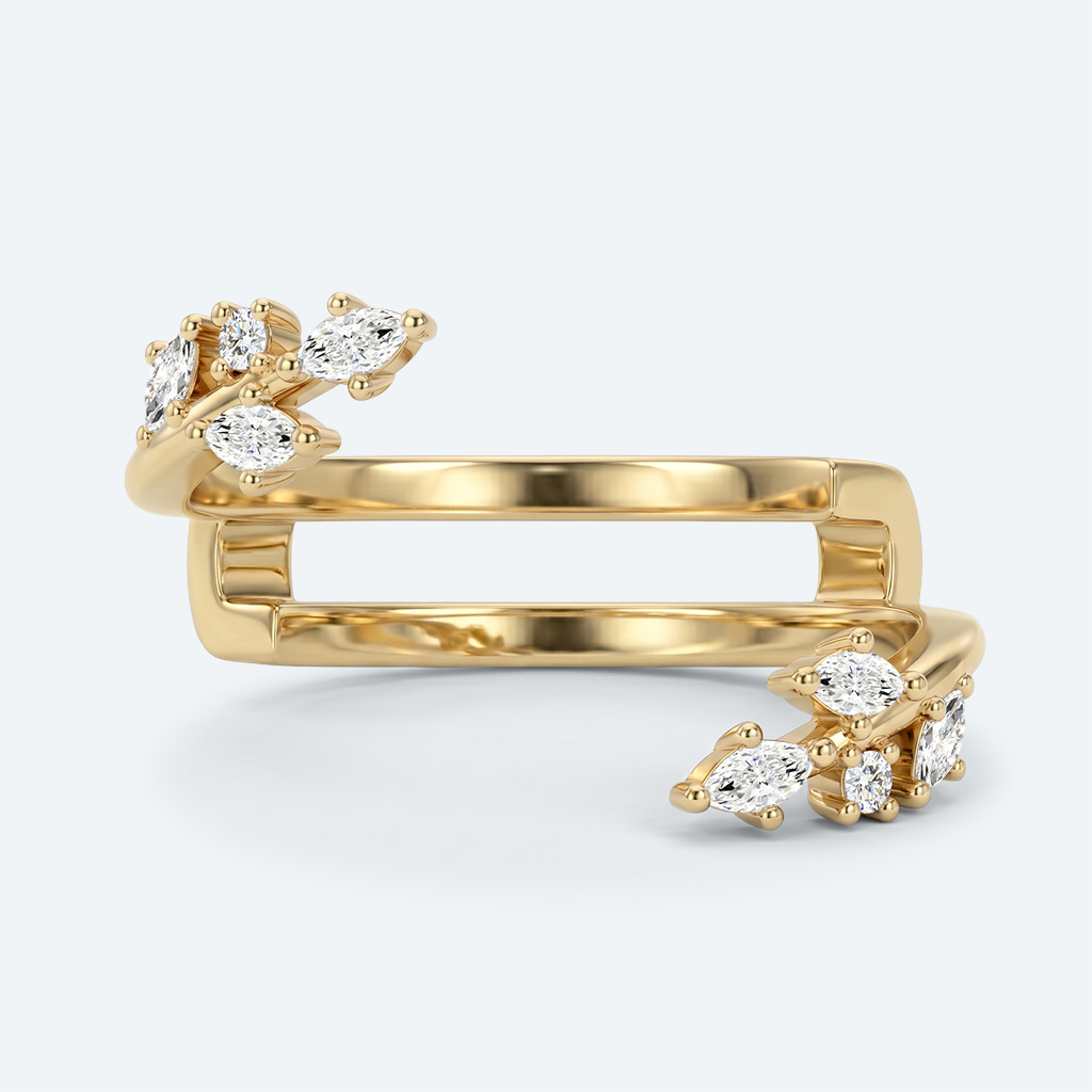 Lab Diamond Enhancer Ring 0.2ctw Diamond Leaf Stacking Rings