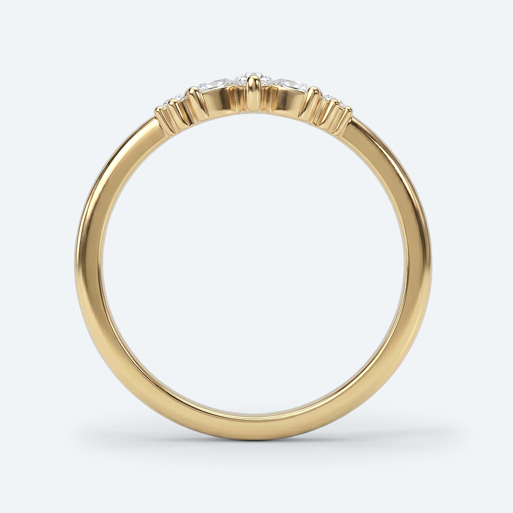 Curved Wedding Ring Rose Gold Marquise Cut Lab Diamond Ring