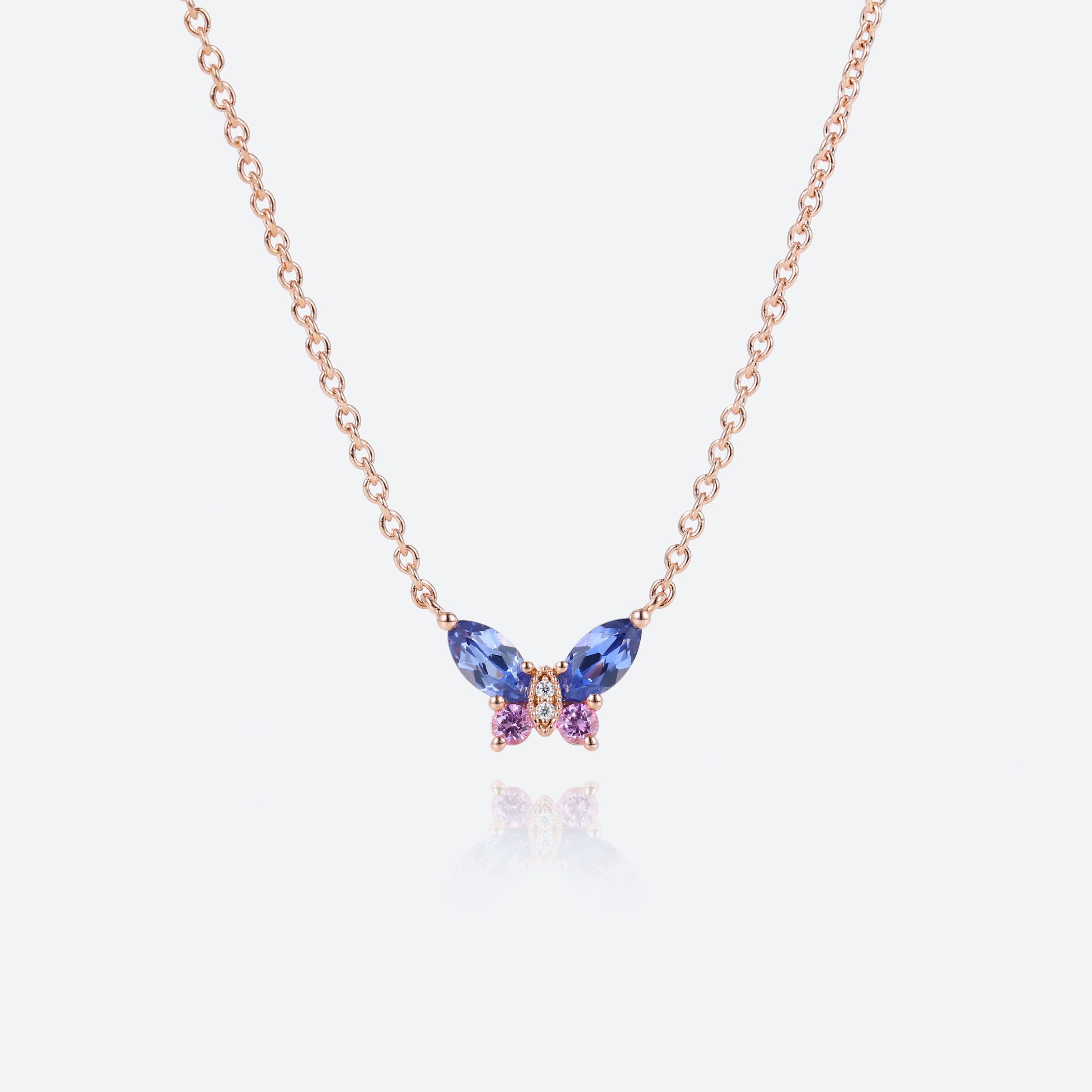 Gemstone Necklace Rose Gold Necklace Lab Pink Sapphire Necklace