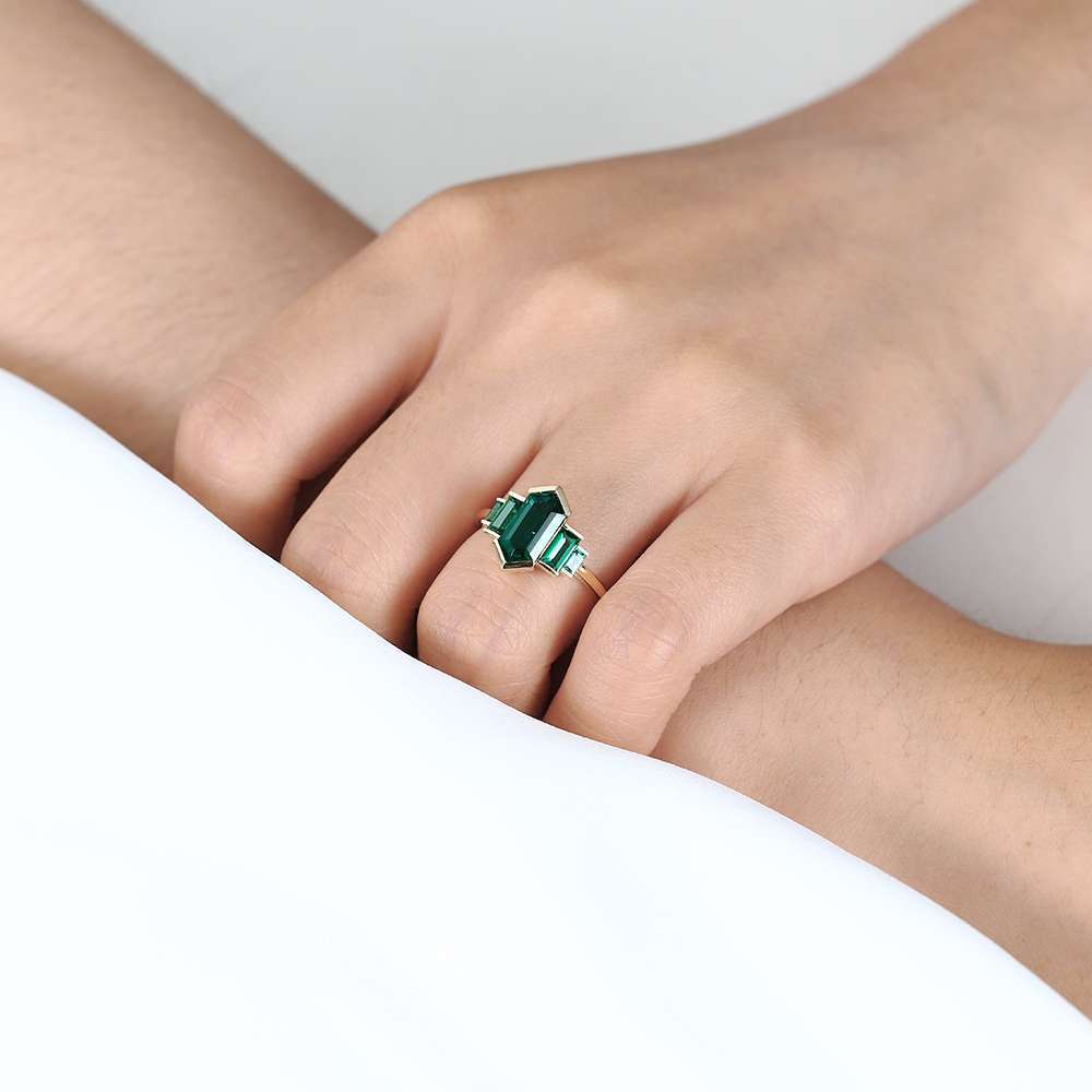 Engagement Art Deco Rings Lab Grown Emerald Jewelry Classic Rings