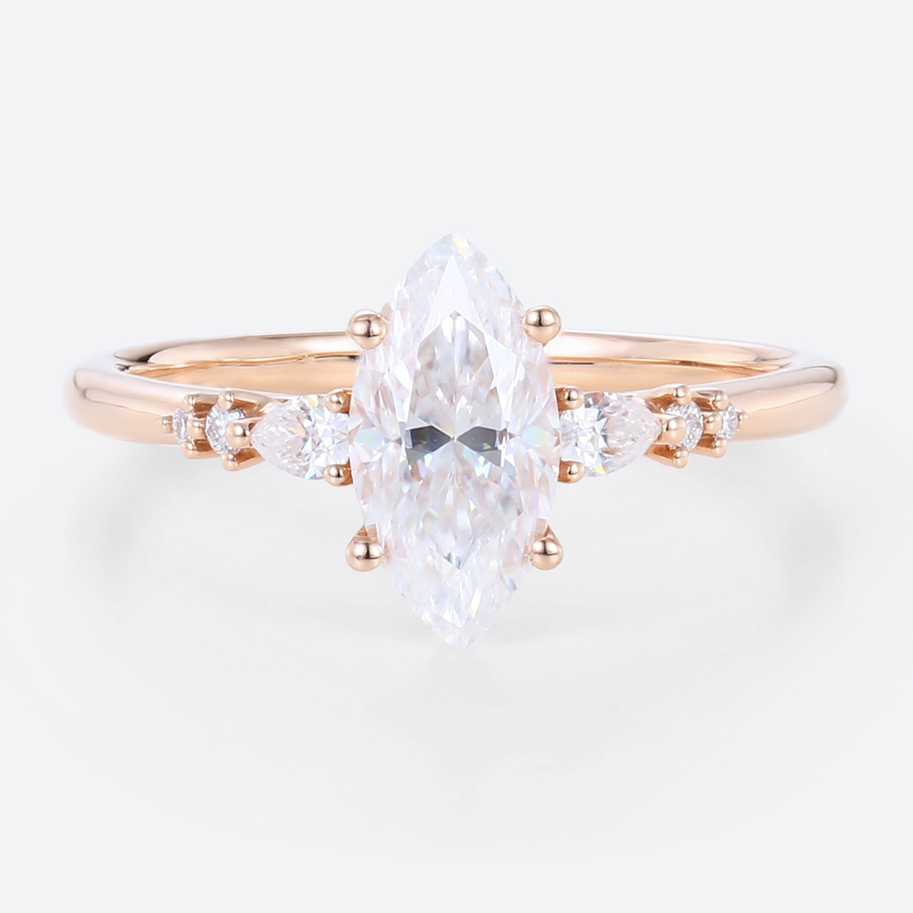 Marquise Moissanite Ring Simple Rose Gold Rings Promise Ring Gold