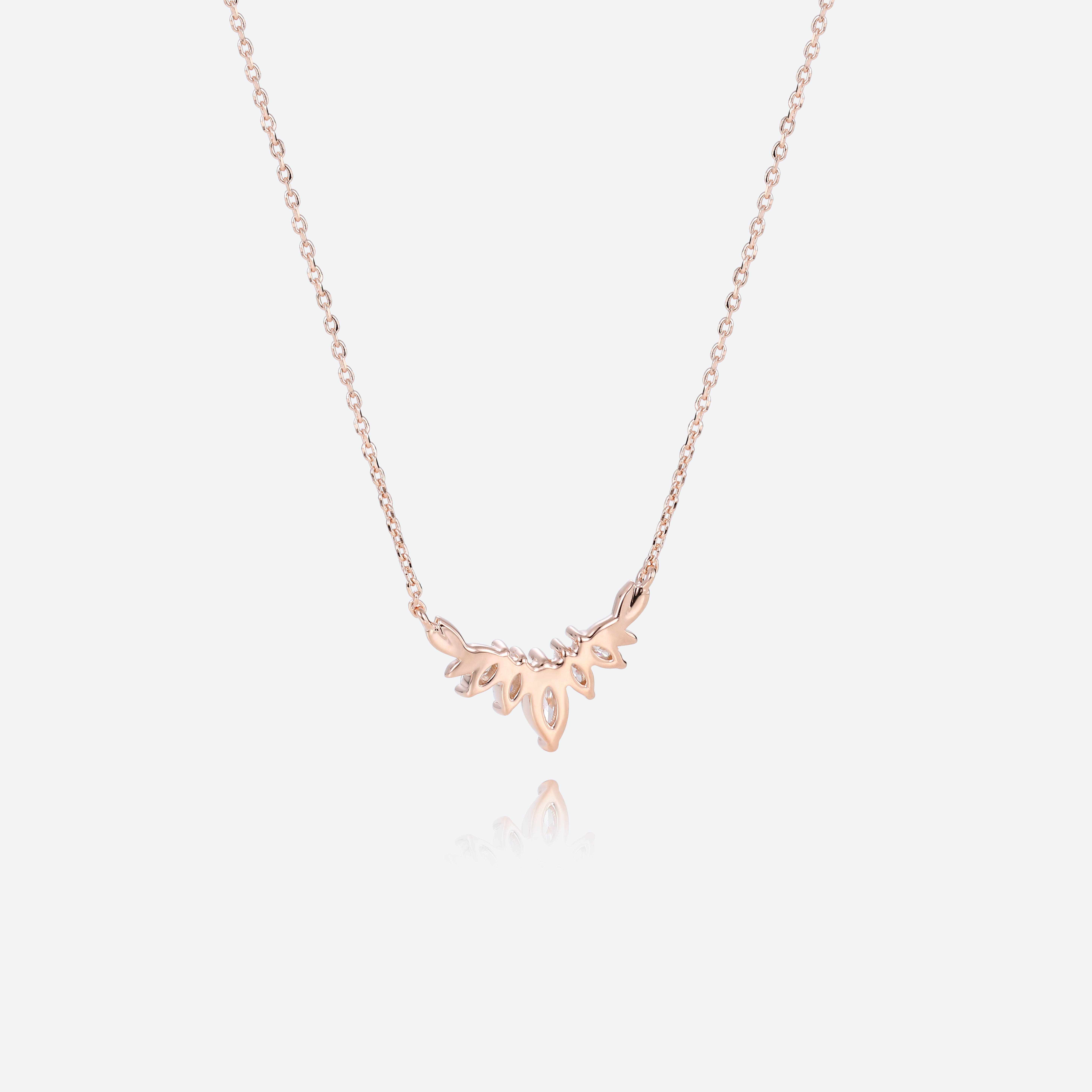 Marquise Lab Diamond Charming Necklace Olive Leaves Pendant