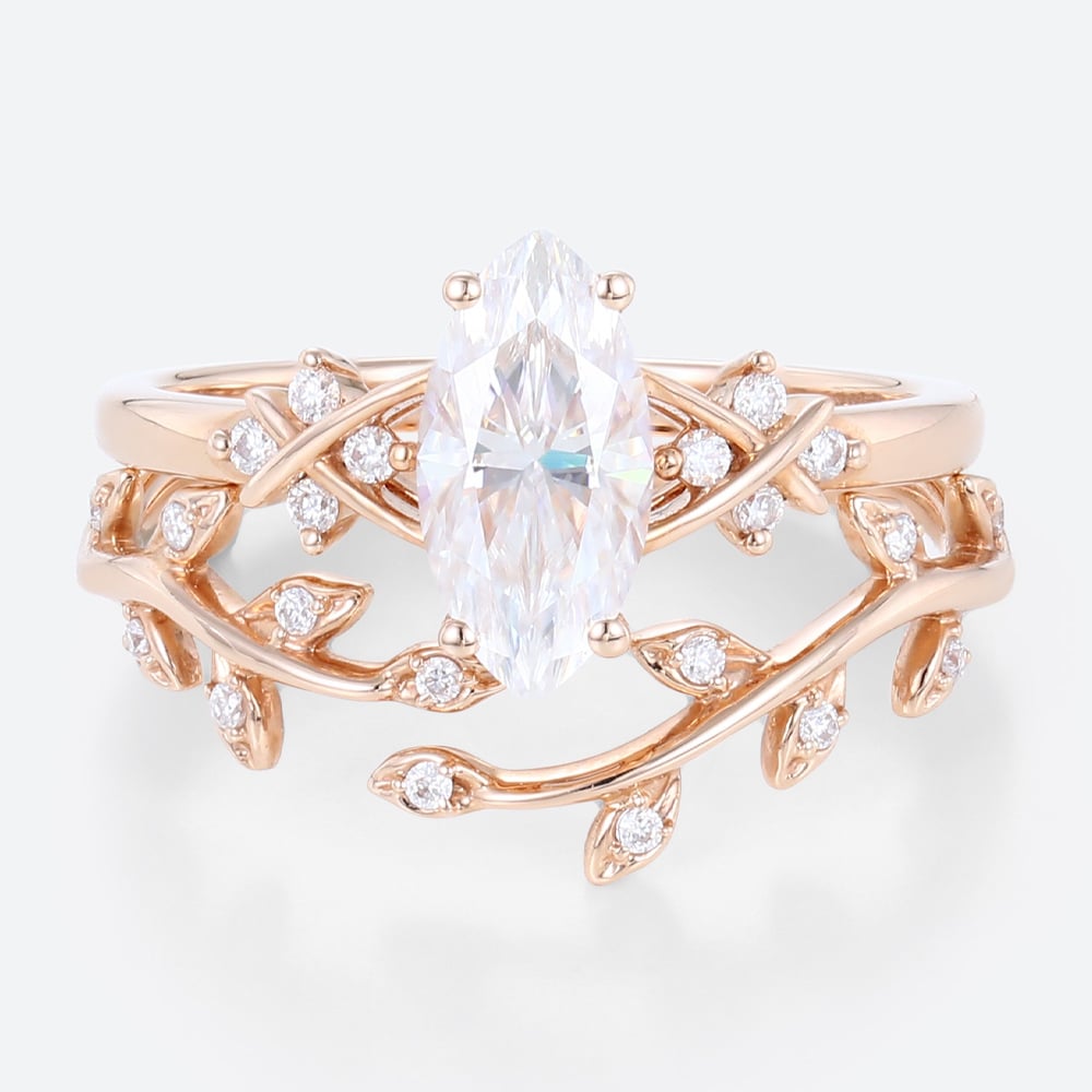 Engagement Ring with Wedding Band Set Kite Cut Lab Diamond Ring