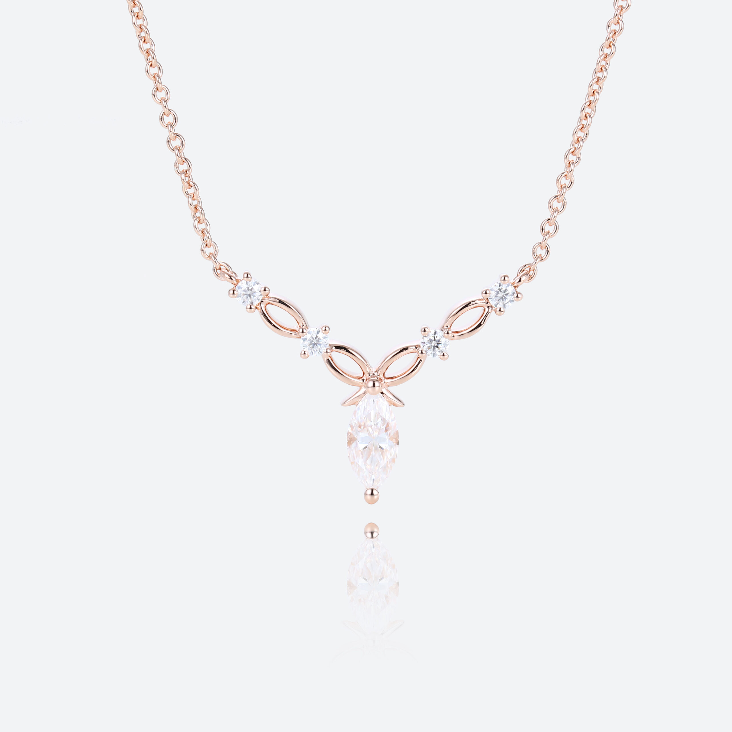 Lab Diamond Pendant Necklace Rose Gold Necklace for Women