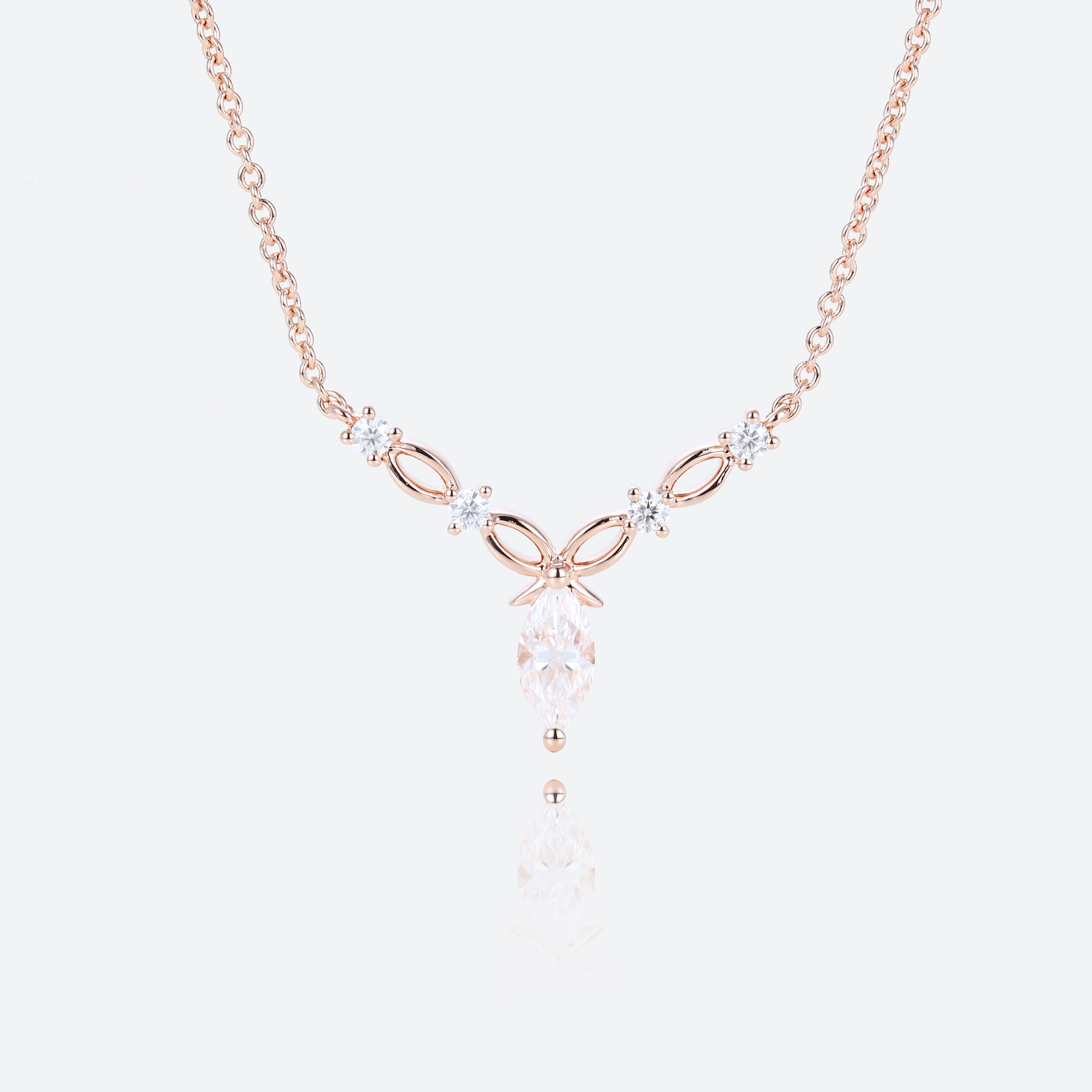 Fashion Week - Lab Diamond Pendant Necklace Rose Gold Necklace for Women