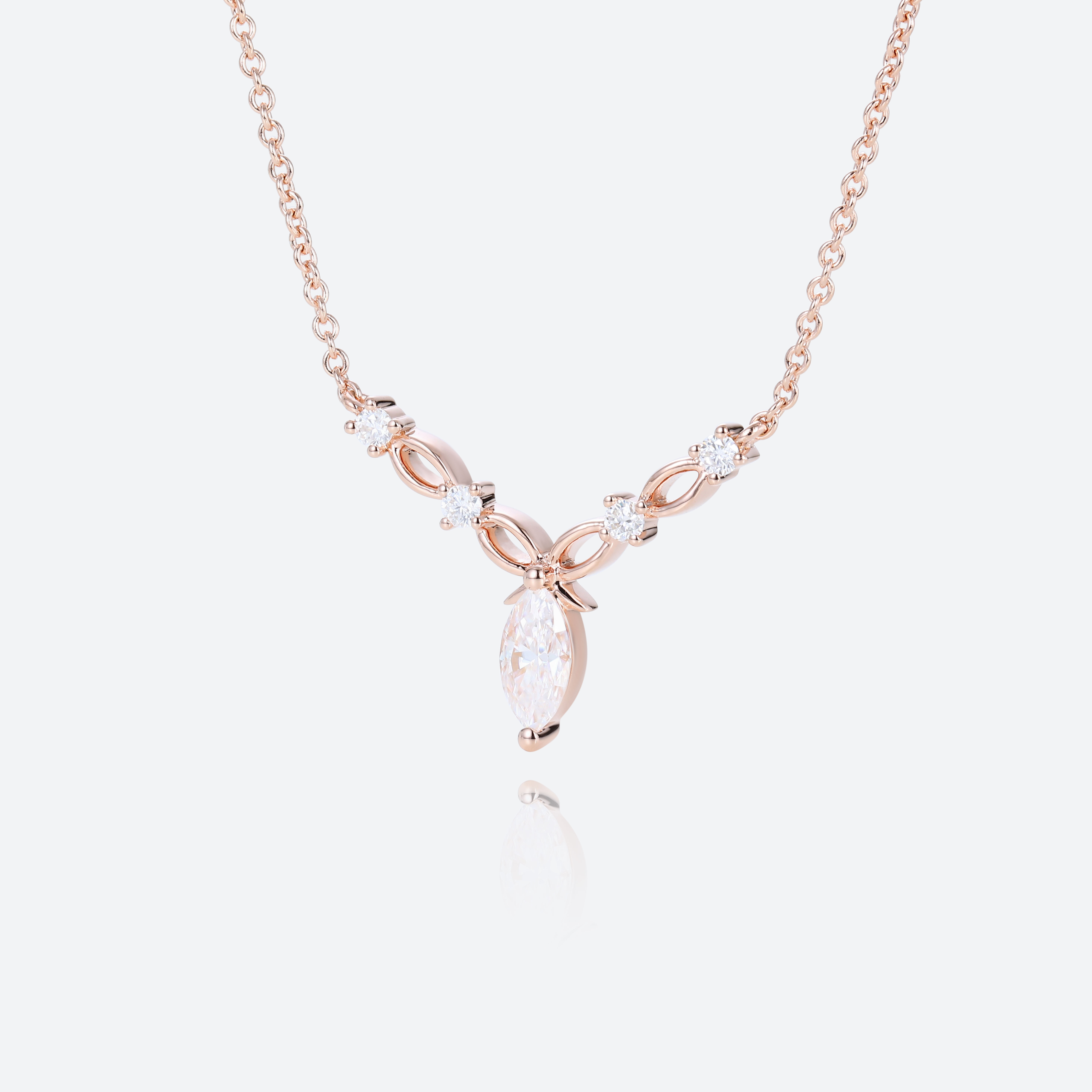 Fashion Week - Lab Diamond Pendant Necklace Rose Gold Necklace for Women