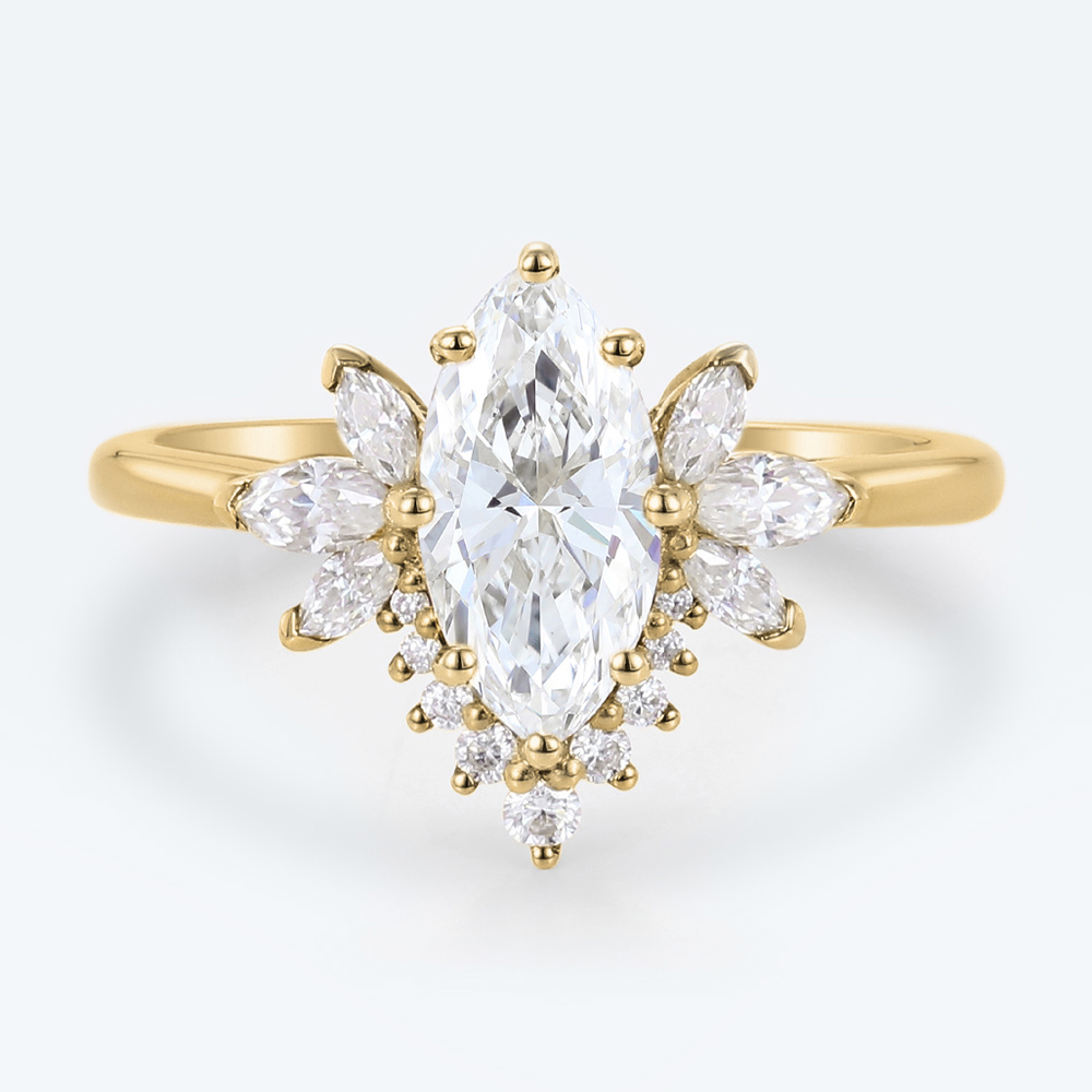 Engagement Rings Marquise Yellow Gold Lab Grown Diamond Ring
