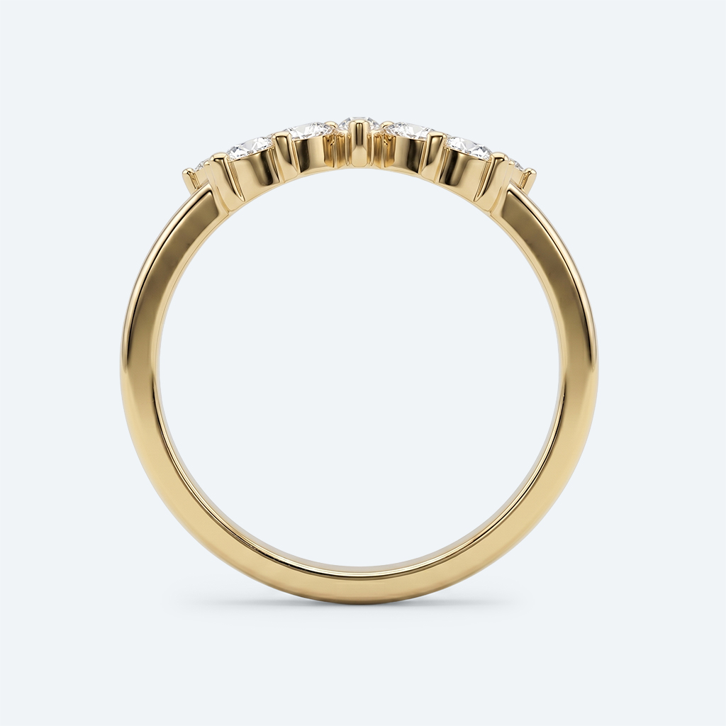 Marquise Cut Lab Grown Diamond Curved Wedding Band Stacked Wedding Rings
