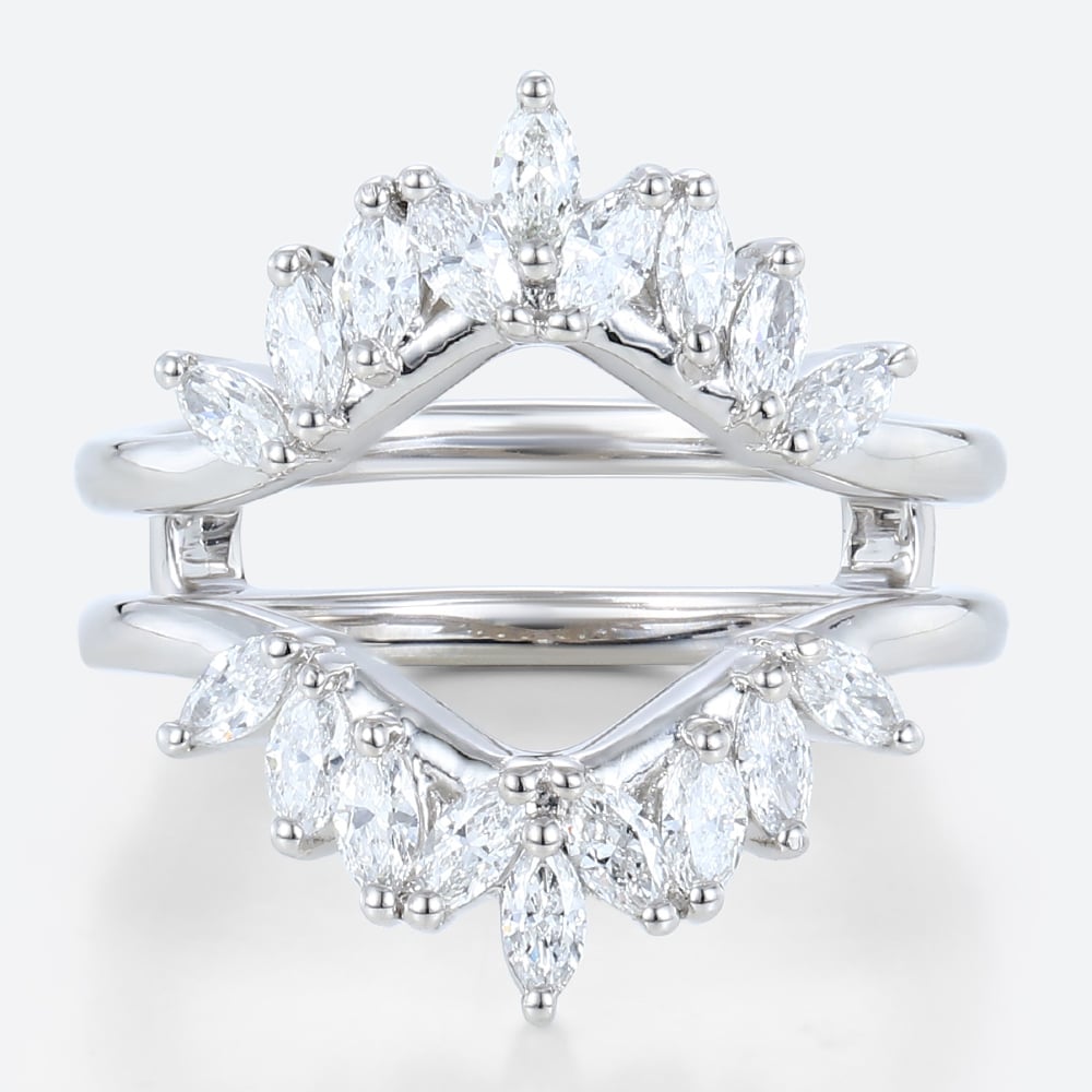Double Band Wedding Ring Marquise Diamond Rings Lab Diamonds