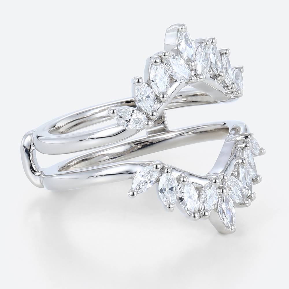 Double Band Wedding Ring Marquise Diamond Rings Lab Diamonds