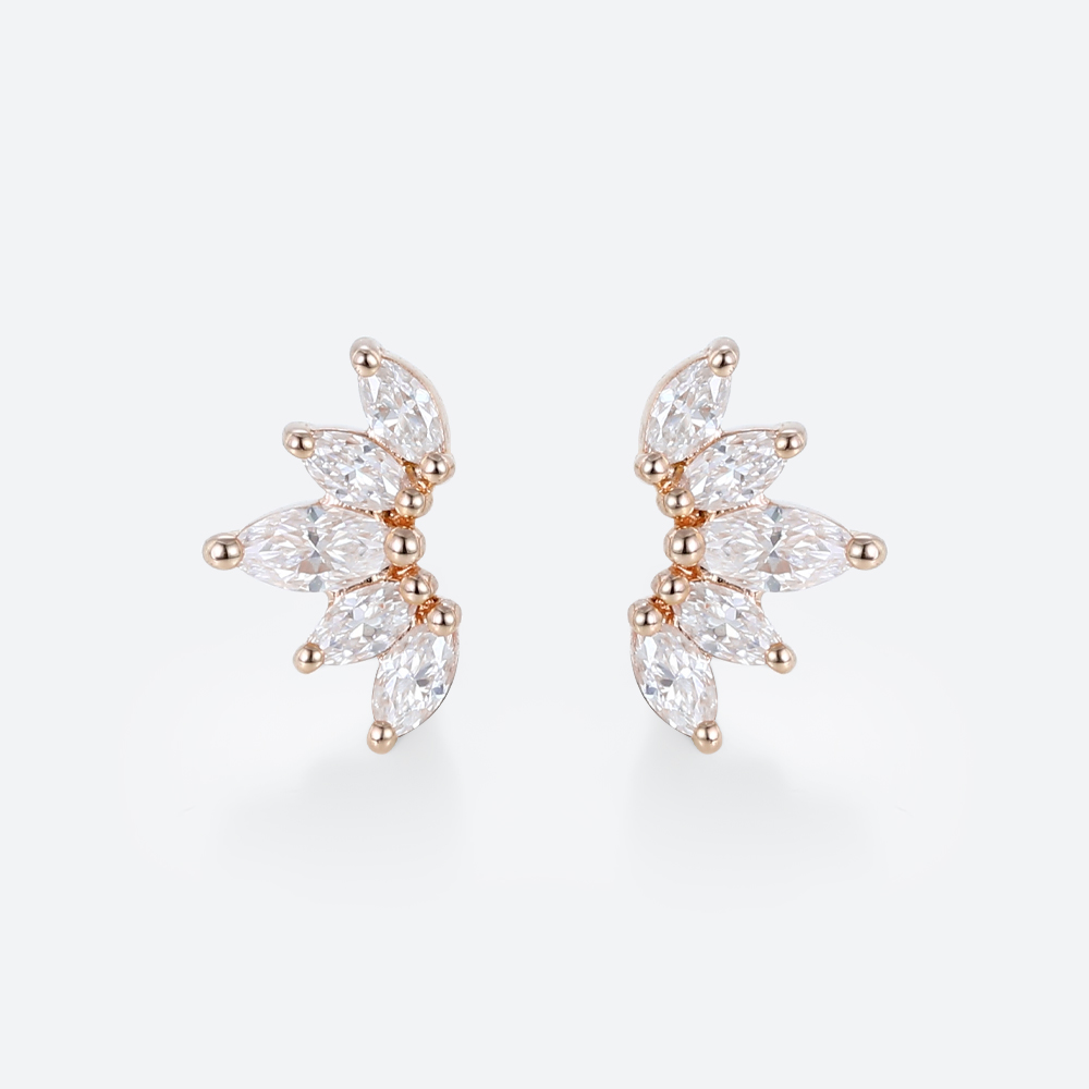 0.34ct Lab Diamond Stud Earrings for Women Marquise Angel Wing Earrings in Rose Gold