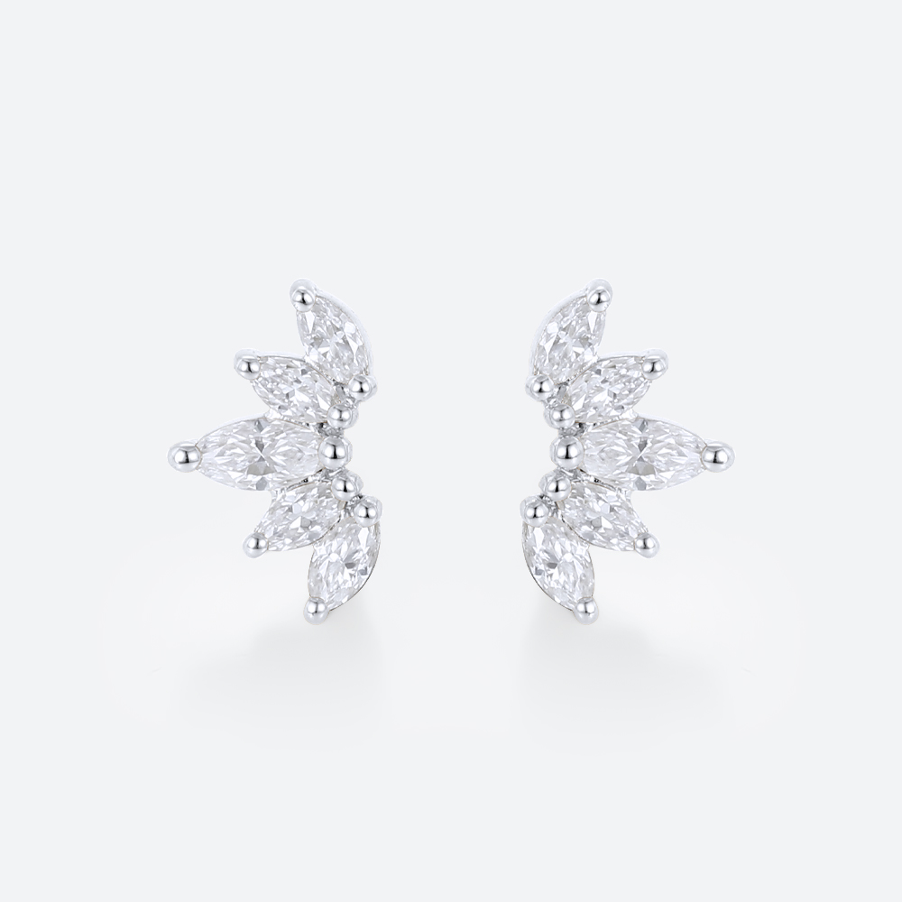 0.34ct Lab Diamond Stud Earrings for Women Marquise Angel Wing Earrings in White Gold