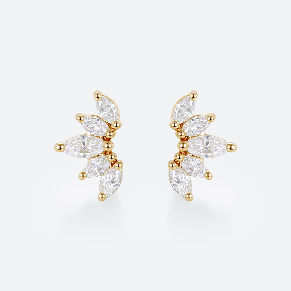 0.34ct Lab Diamond Stud Earrings for Women Marquise Angel Wing Earrings in Yellow Gold