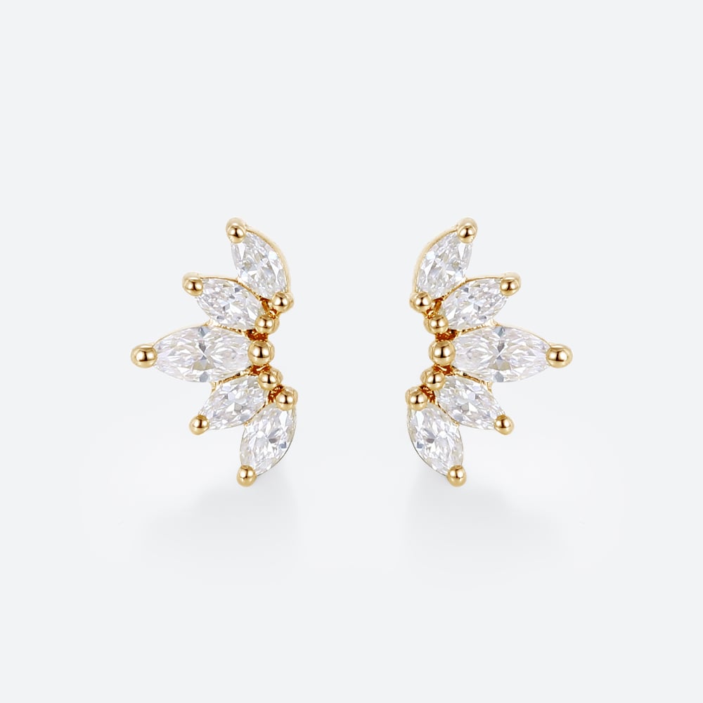0.34ct Lab Diamond Stud Earrings for Women Marquise Angel Wing Earrings in Yellow Gold
