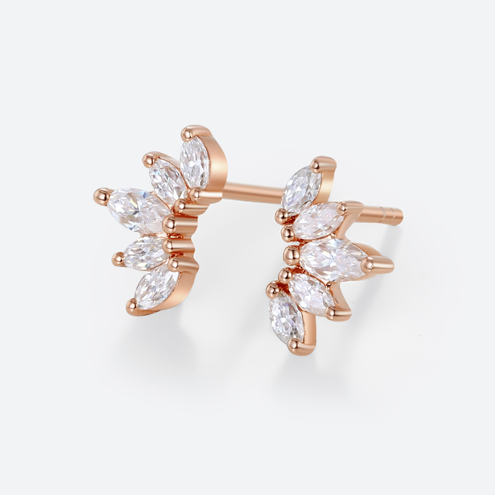 0.34ct Lab Diamond Stud Earrings for Women Marquise Angel Wing Earrings in Rose Gold