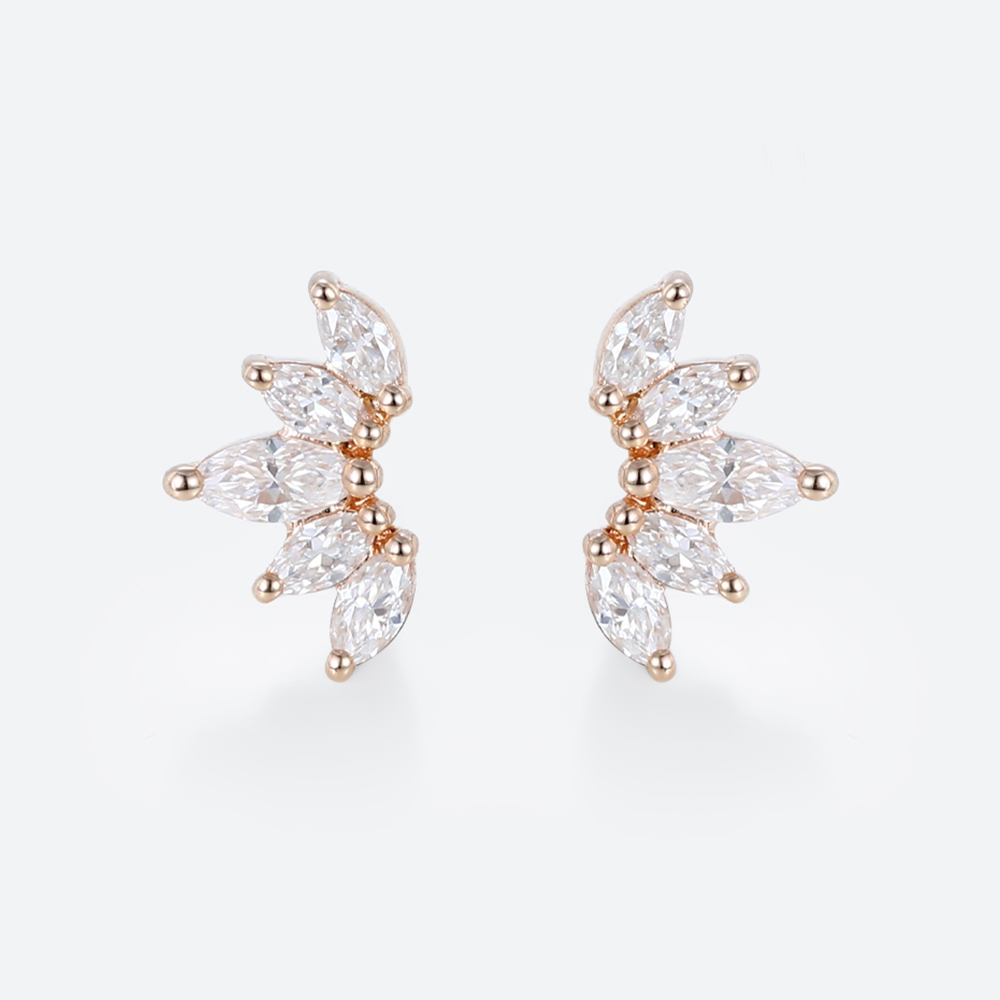 0.34ct Lab Diamond Stud Earrings for Women Marquise Angel Wing Earrings in Rose Gold