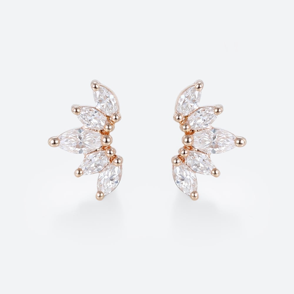 0.34ct Lab Diamond Stud Earrings for Women Marquise Angel Wing Earrings in Rose Gold
