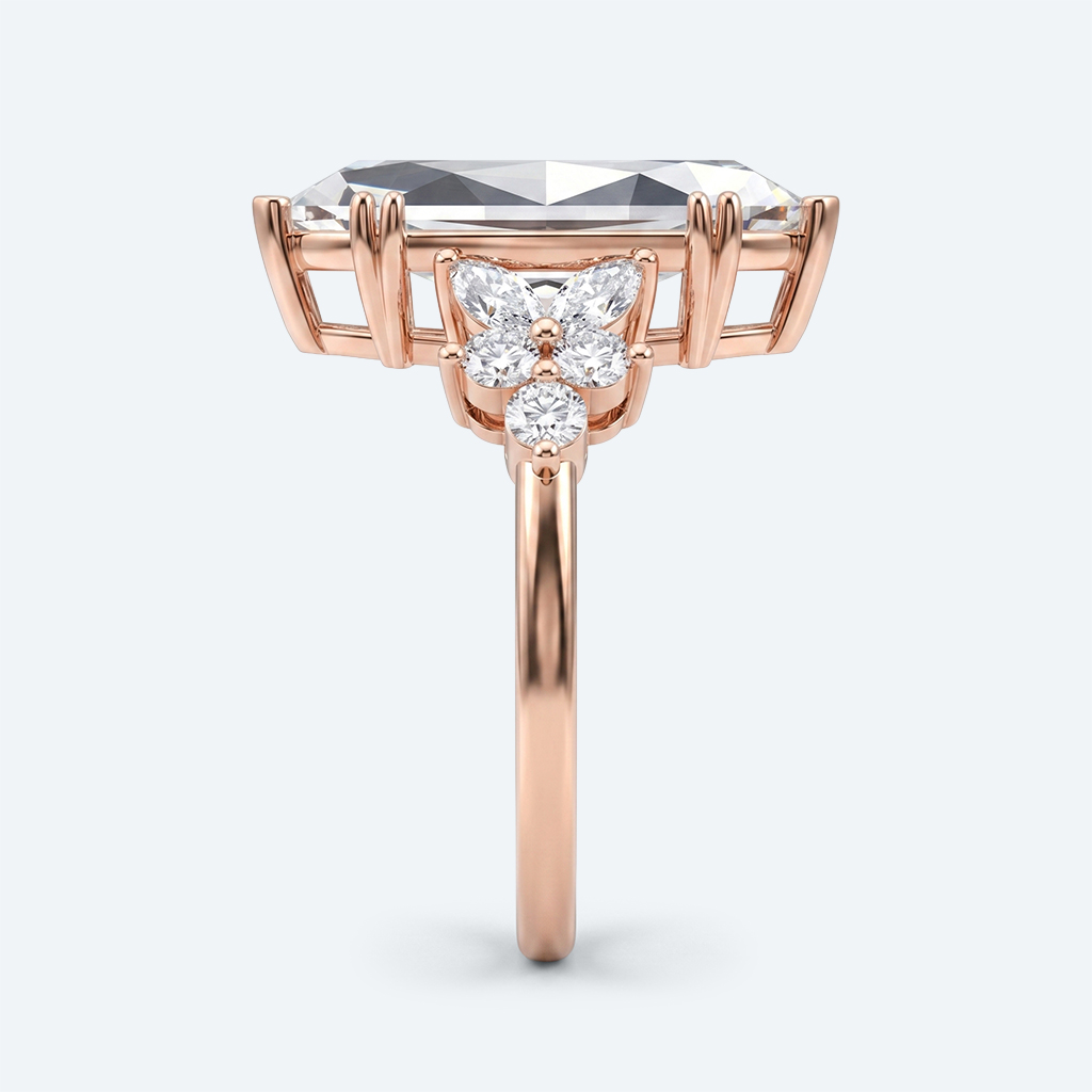 Marquise Cut Lab Grown Diamond Floral Petal Design 6-Prong Engagement Ring in Yellow Gold (3)
