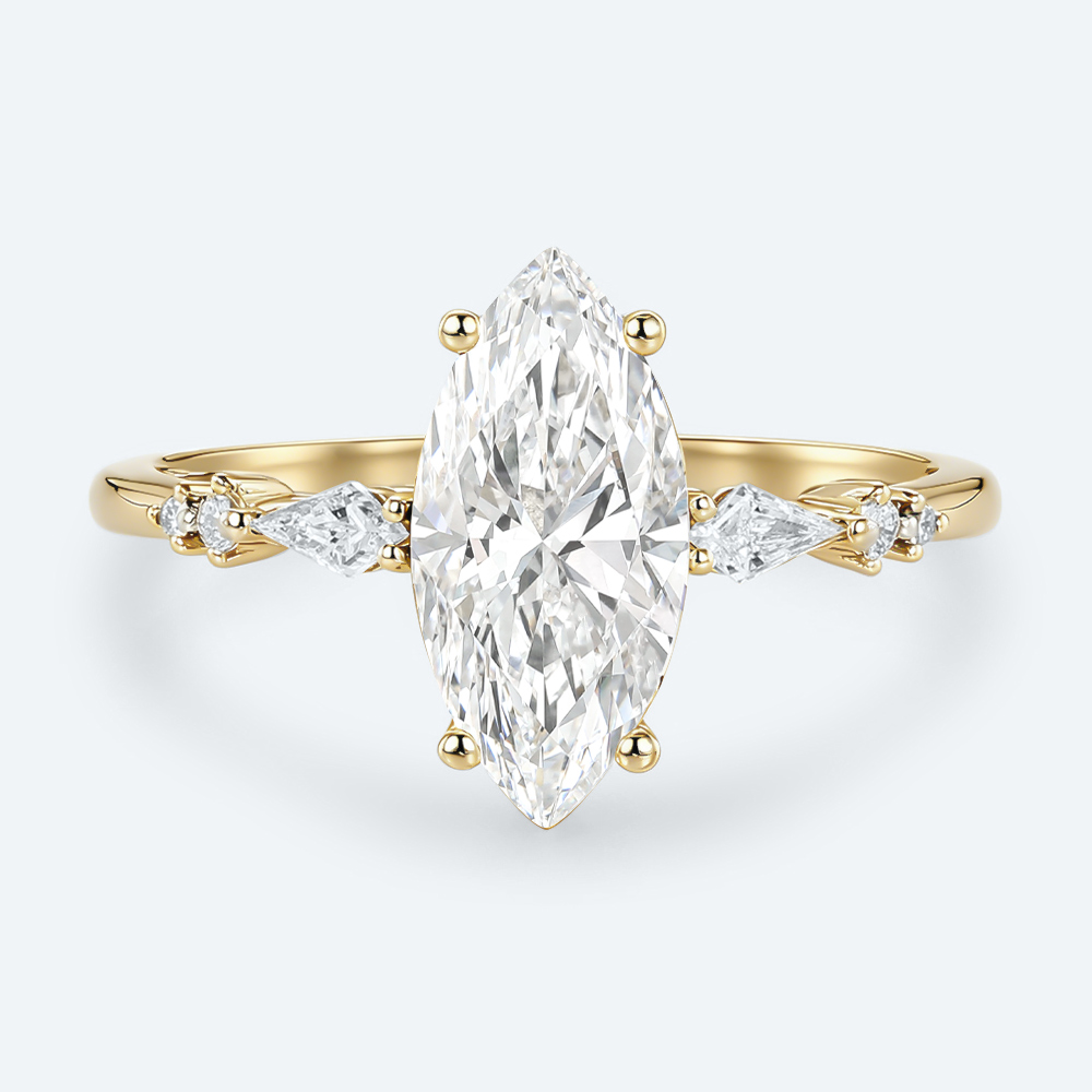 1.5 Carat Marquise Diamond Ring Lab Diamond Cluster Rings