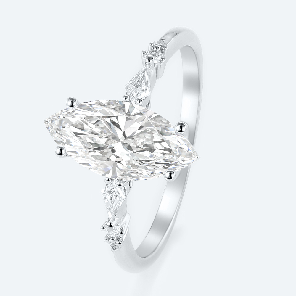 1.5 Carat Marquise Diamond Ring Lab Diamond Cluster Rings