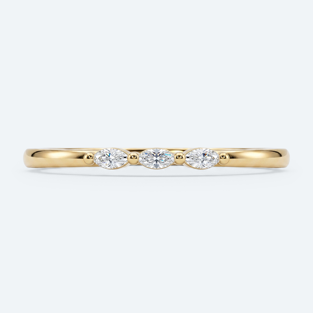 Marquise Cut Lab Grown Diamond Three-Stone Wedding Band Chic Simplicity Stacking Ring (2)