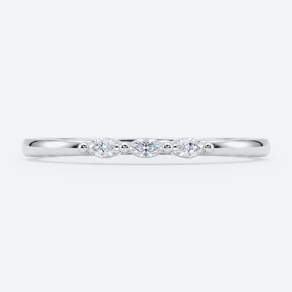 Marquise Cut Lab Grown Diamond Three-Stone Wedding Band Chic Simplicity Stacking Ring (6)