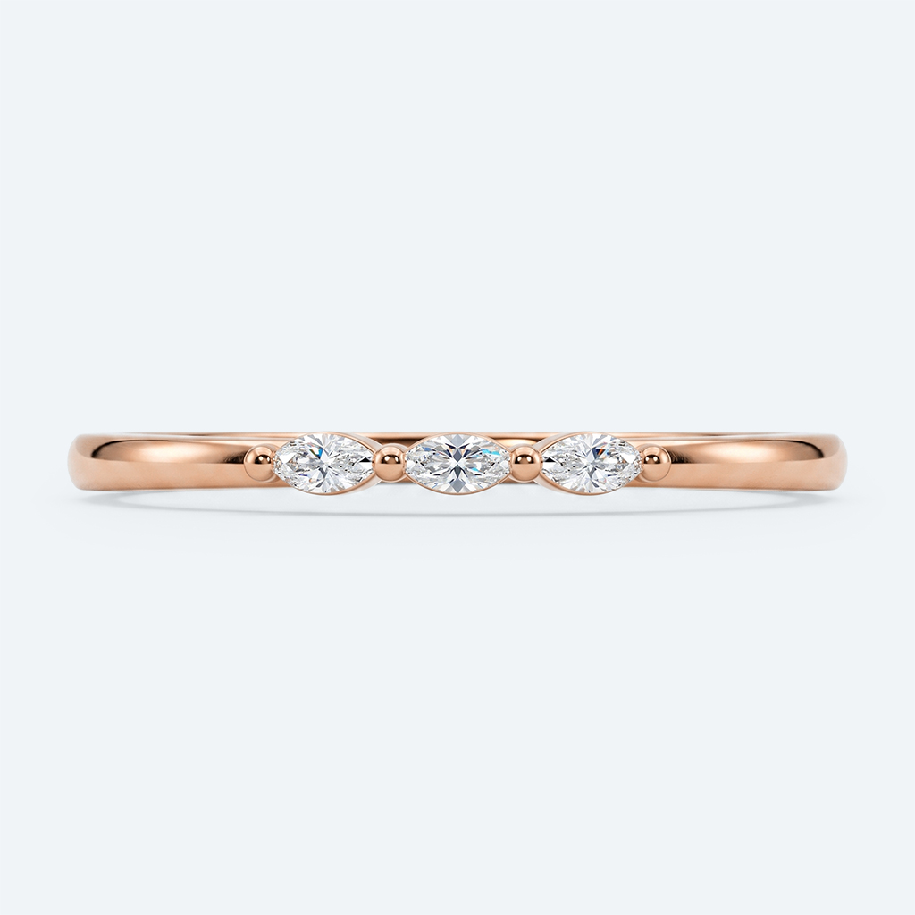 Marquise Cut Lab Grown Diamond Three-Stone Wedding Band Chic Simplicity Stacking Ring (7)