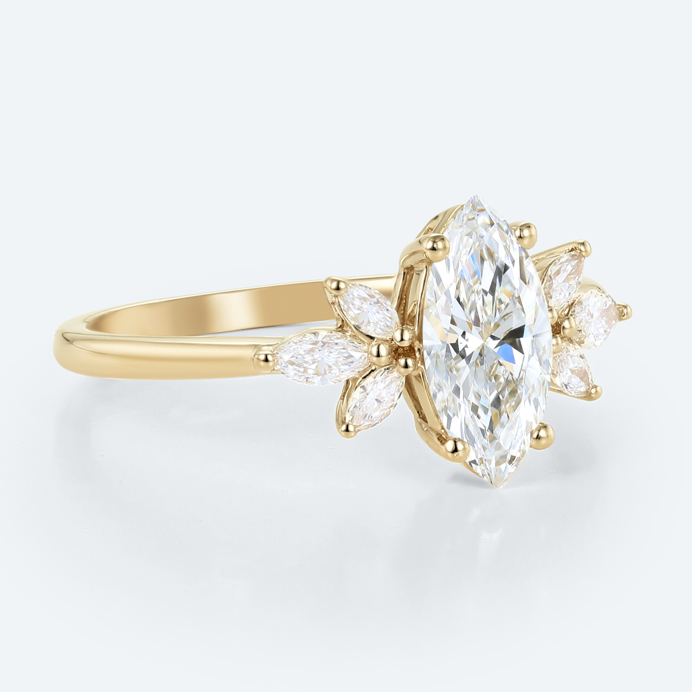 Marquise Cut Lab Grown Diamond Unique 4-Prong Engagement Ring (5)