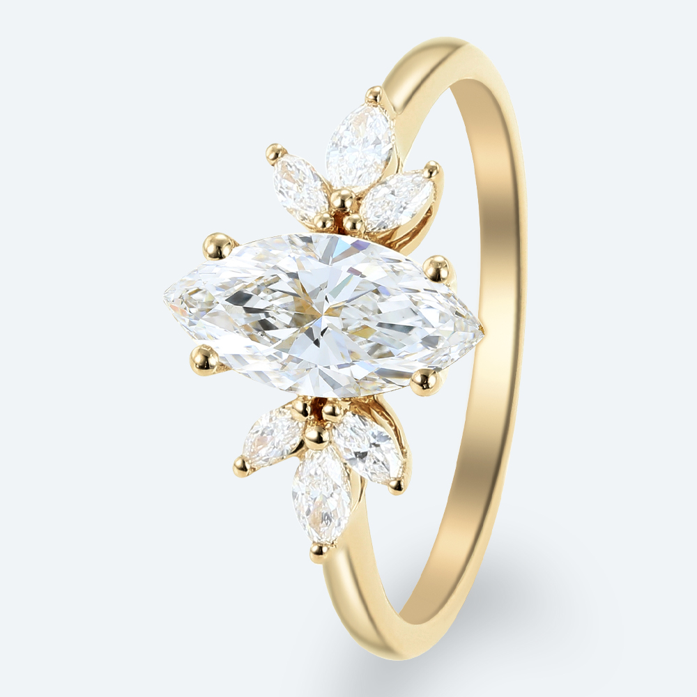 Marquise Cut Lab Grown Diamond Unique 4-Prong Engagement Ring (7)